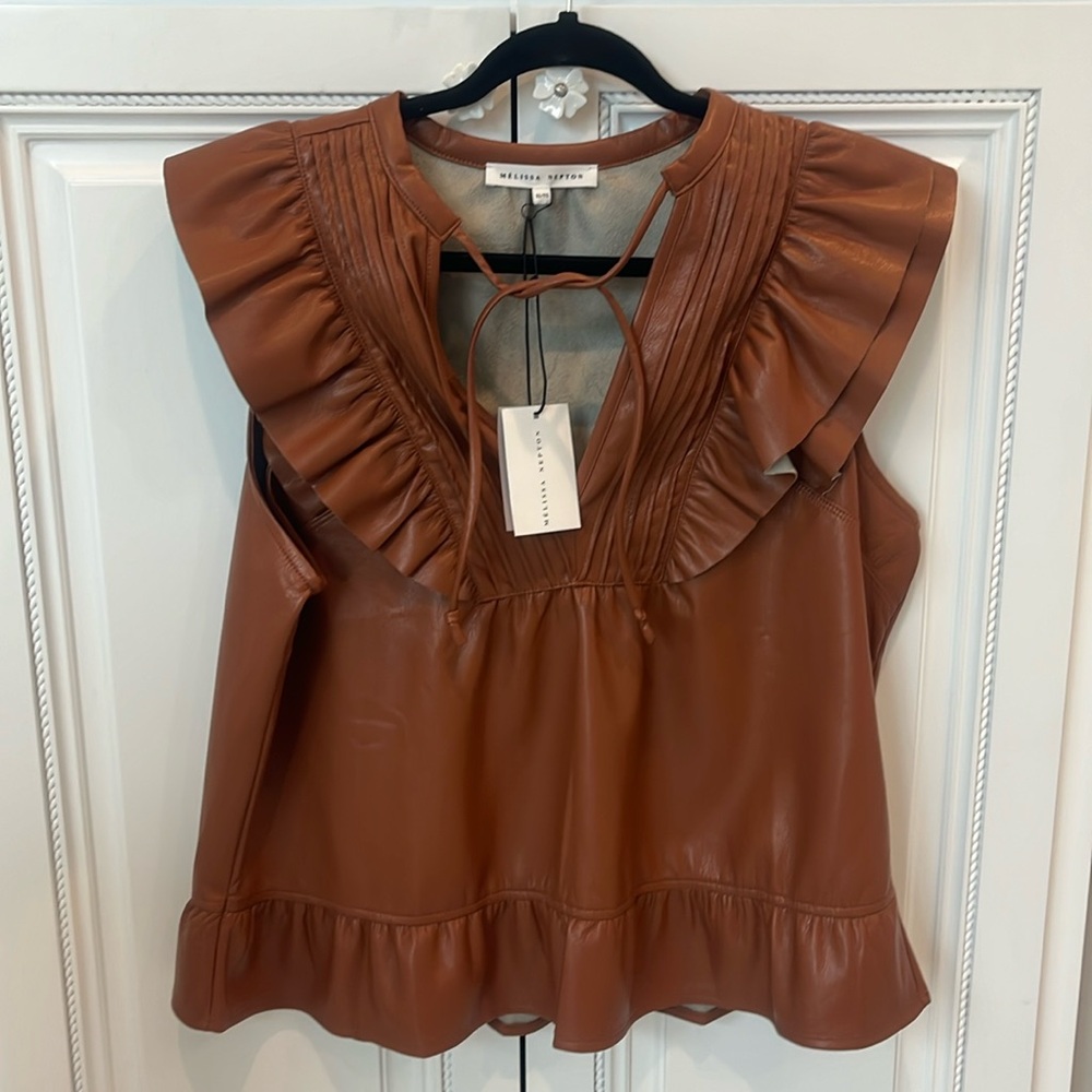 NWT Melissa Nepton faux leather top